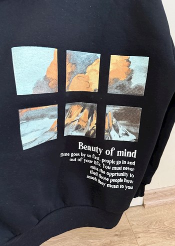 Kadın Siyah Kapüşonlu Baskılı Sweatshirt - Görsel 2