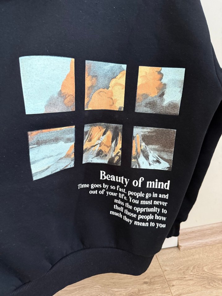 Kadın Siyah Kapüşonlu Baskılı Sweatshirt - Görsel 2