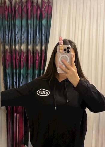 Siyah Kapüşonlu Sweatshirt - Görsel 2