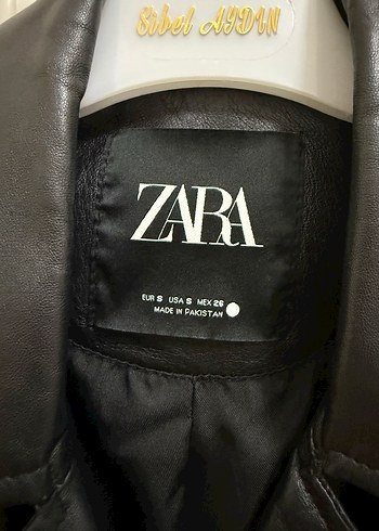ZARA Siyah Deri Kemerli Biker Ceket - Görsel 4