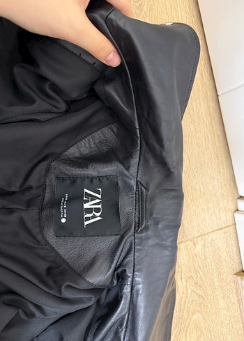 ZARA Siyah Deri Kemerli Biker Ceket - Görsel 8