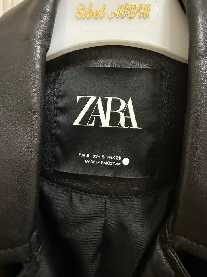 ZARA Siyah Deri Kemerli Biker Ceket - Görsel 4