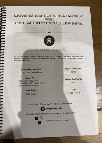 AYT Fizik Altuğ Güneş 1. Kitap - Görsel 2