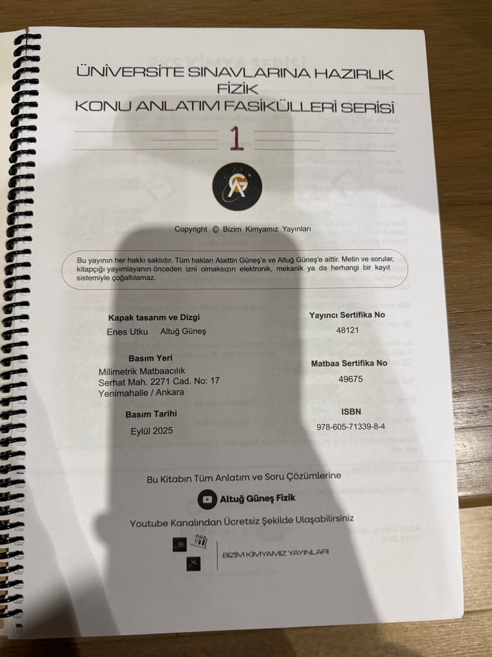 AYT Fizik Altuğ Güneş 1. Kitap - Görsel 2