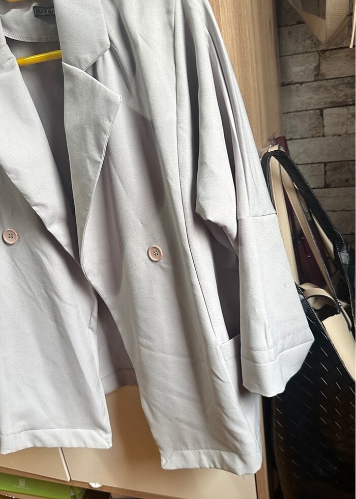Gri blazer ceket - Görsel 3