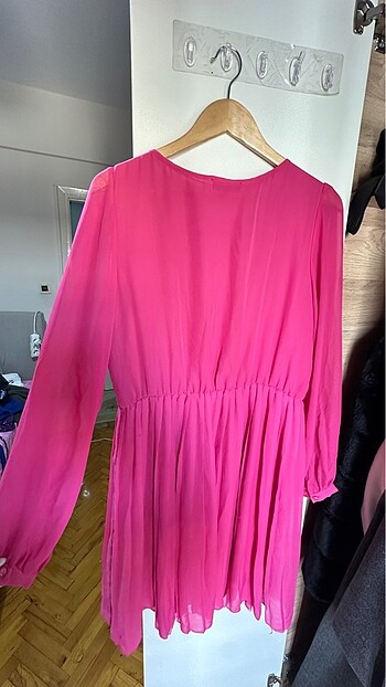 Pembe şifon elbise - Görsel 6