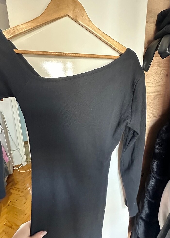 Siyah kaşkorse elbise - Görsel 3