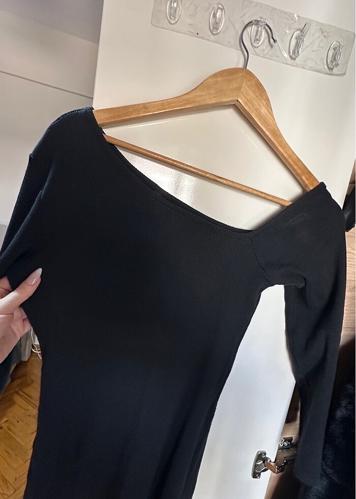 Siyah kaşkorse elbise - Görsel 4