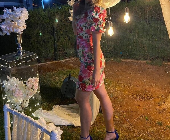 s Beden çeşitli Renk Çiçekli elbise