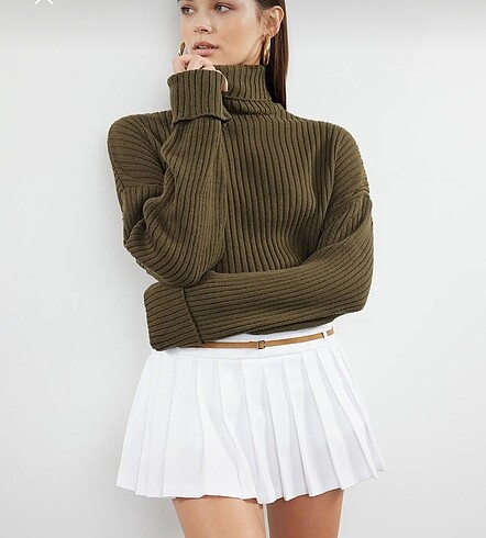 Haki Crop Basic Triko