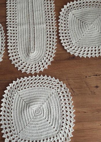 Beyaz Örgü Masa Takımı - Görsel 5