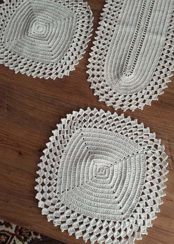 Beyaz Örgü Masa Takımı - Görsel 4