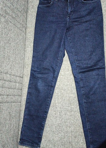 Gri Triko Detaylı Kadın Kot Pantolon - Görsel 2