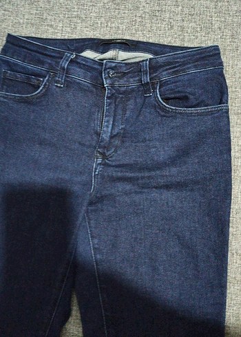 Gri Triko Detaylı Kadın Kot Pantolon - Görsel 4