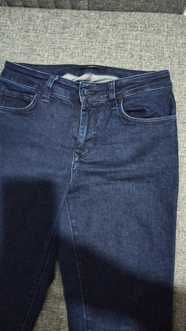 Gri Triko Detaylı Kadın Kot Pantolon - Görsel 4