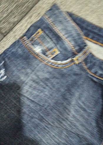 Kadın Mavi Mini Kot Şort - Görsel 6