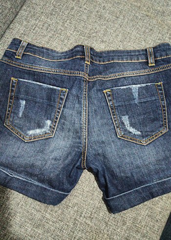 Kadın Mavi Mini Kot Şort - Görsel 7