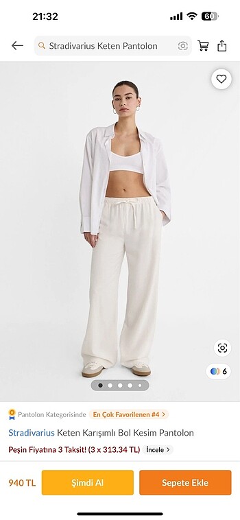 Stradivarius keten pantolon