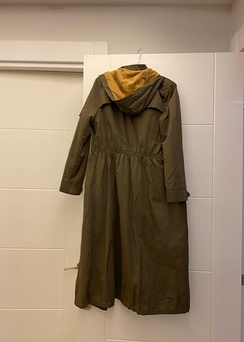 Kadın Haki Uzun Kuşaklı mont - Görsel 4