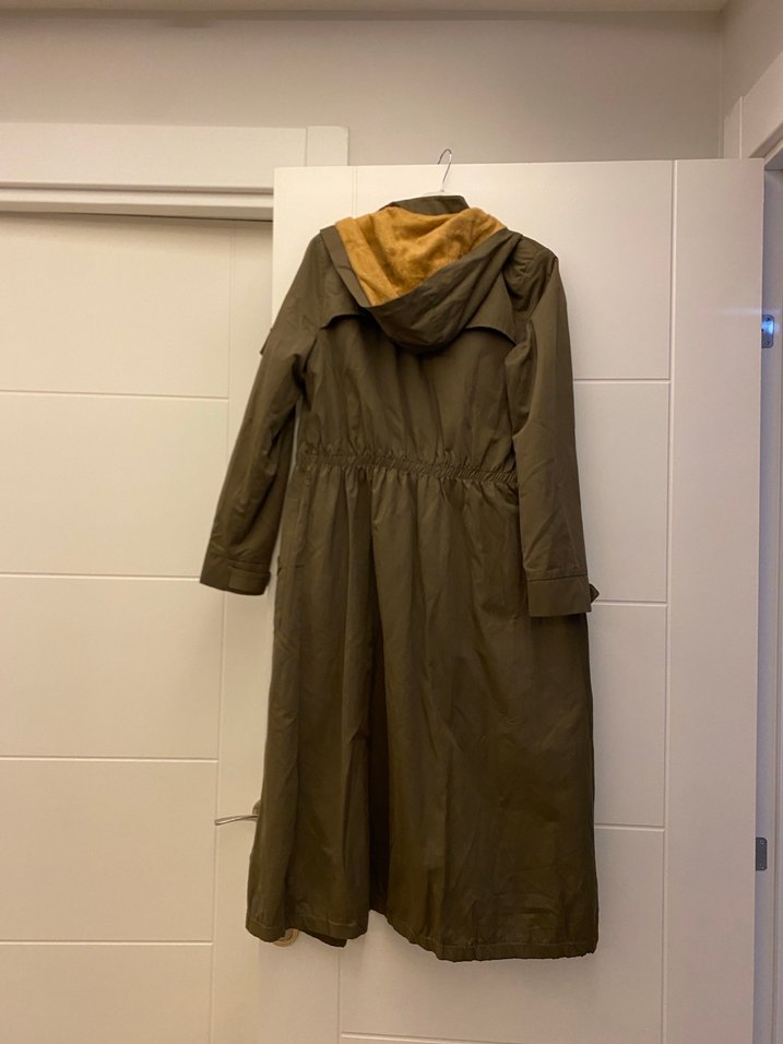 Kadın Haki Uzun Kuşaklı mont - Görsel 4