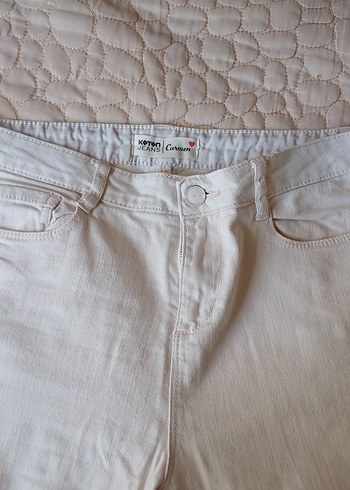 28 Beden Bej Keten Kadın Pantolon Regular Fit