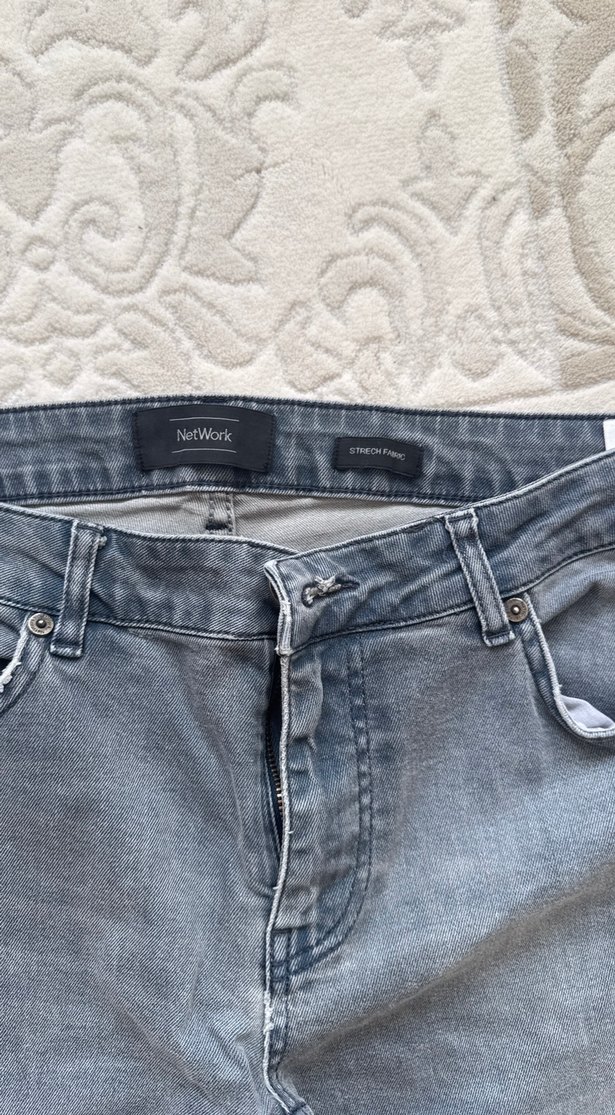 Gri Erkek Denim Pantolon, Düzenli Kesim - Görsel 2