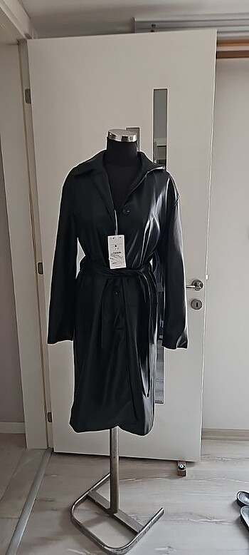 uzun deri ceket - Görsel 2