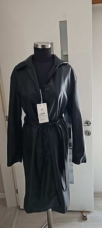 uzun deri ceket - Görsel 3