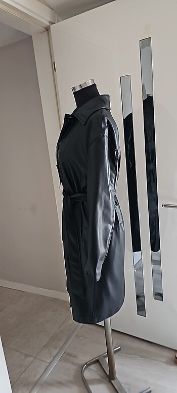 uzun deri ceket - Görsel 6