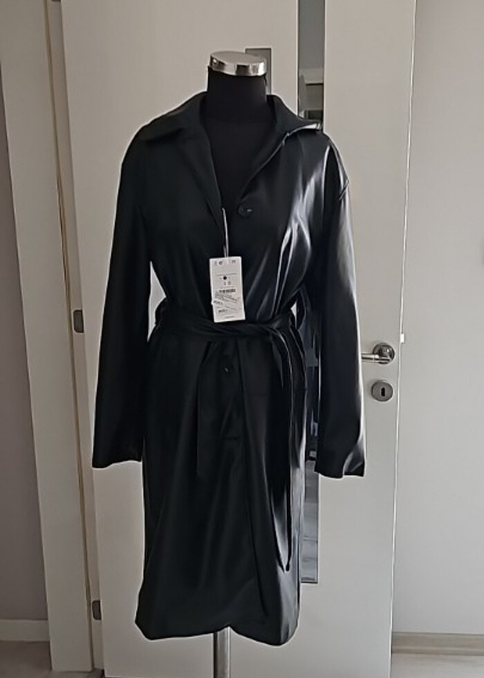 uzun deri ceket - Görsel 2