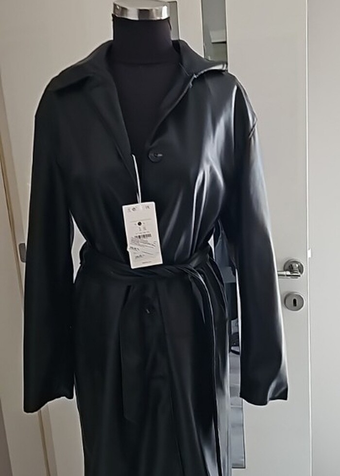 uzun deri ceket - Görsel 3