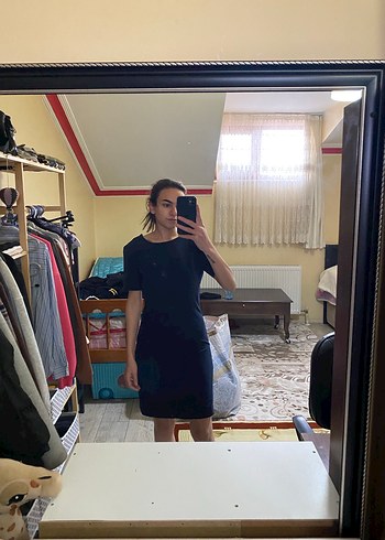 Lacivert Midi Elbise - Görsel 7