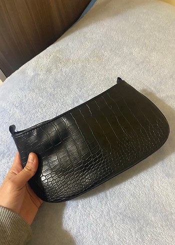 Siyah Yılan Derisi Desenli Deri Kadın Çanta - Görsel 3