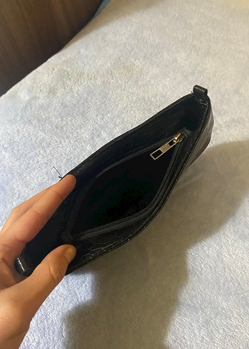 Siyah Yılan Derisi Desenli Deri Kadın Çanta - Görsel 2