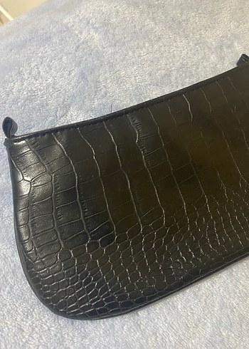 Siyah Yılan Derisi Desenli Deri Kadın Çanta - Görsel 5