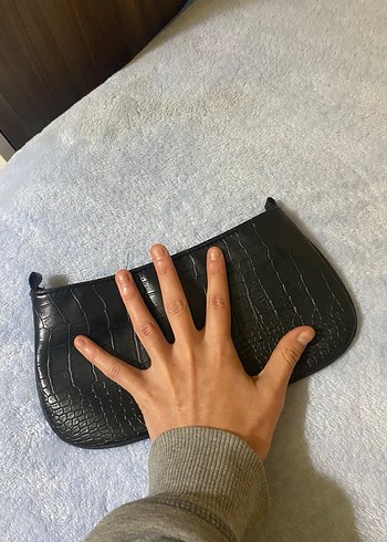 Siyah Yılan Derisi Desenli Deri Kadın Çanta - Görsel 4