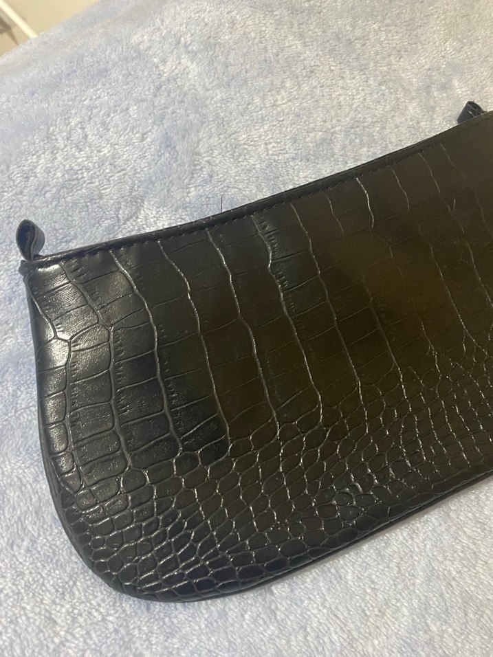 Siyah Yılan Derisi Desenli Deri Kadın Çanta - Görsel 5