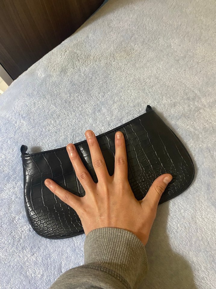 Siyah Yılan Derisi Desenli Deri Kadın Çanta - Görsel 4