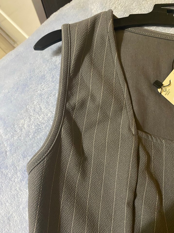 Düğmeli Gri Kadın Yelek - Görsel 5