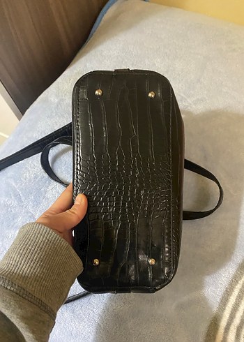 Klasik Siyah Yılan Derisi Desenli Çanta - Görsel 7