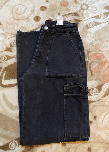 Siyah Loose Fit Midi Kadın Kot Pantolon - Görsel 2