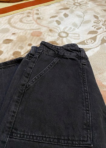 Siyah Loose Fit Midi Kadın Kot Pantolon - Görsel 6