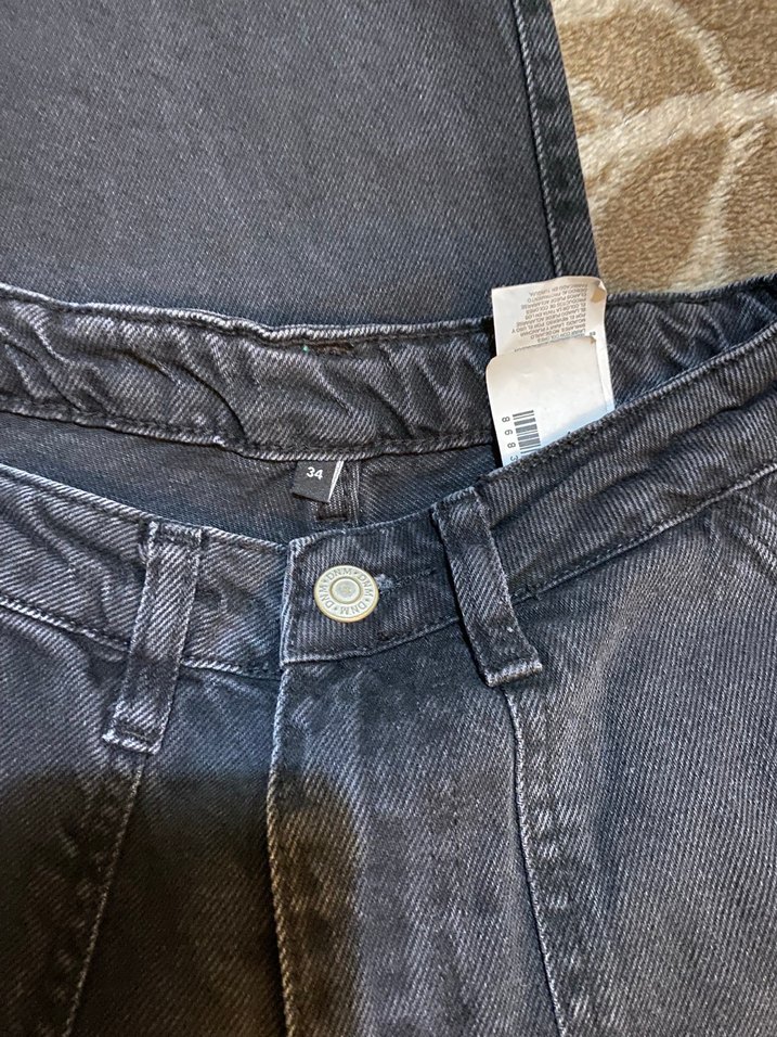 Siyah Loose Fit Midi Kadın Kot Pantolon - Görsel 5