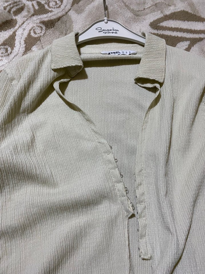 Krem Rengi Bluz - Görsel 5