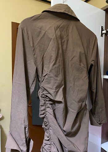 Kahverengi Uzun Kollu Midi Elbise - Görsel 5