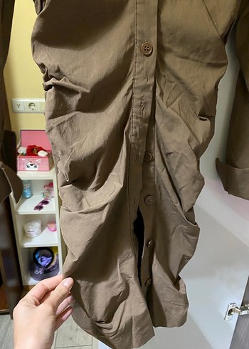 Kahverengi Uzun Kollu Midi Elbise - Görsel 3