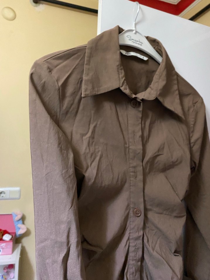 Kahverengi Uzun Kollu Midi Elbise - Görsel 2