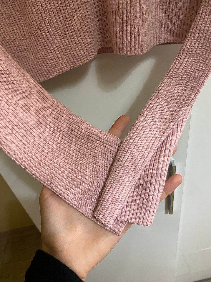 Pembe Triko Kadın Uzun Kollu Kazak - Görsel 4