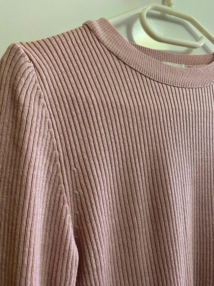 Pembe Triko Kadın Uzun Kollu Kazak - Görsel 2