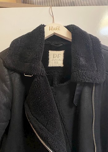 Kürklü Siyah Deri Biker Ceket - Görsel 2